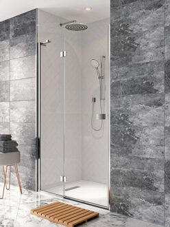 Crosswater Design New draaideur met vast paneel 100x195cm zilver profiel helder glas DHDSC1000_V2 Zilver glans