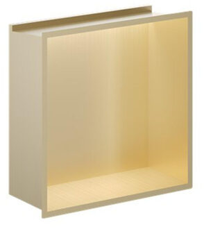 Crosswater Douche Nis - 30.5x30.5cm - LED-lichtstrip - geborsteld messing NI305305LF Messing geborsteld (goud)