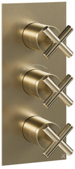 Crosswater MPRO crosshead inbouwkraan - inbouwdeel - 3 handgreep - geborsteld messing PRC2000LBPF Brushe brass