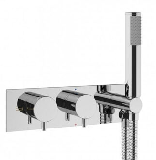 Crosswater MPRO inbouwdouchekraan 27.5x12cm thermostatisch met handdoucheset chroom sw385374/sw385438