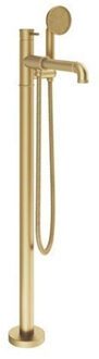 Crosswater MPRO Industrial vrijstaande badmengkraan met ronde handdouche messing geborsteld PRI416FUB Messing geborsteld (goud)