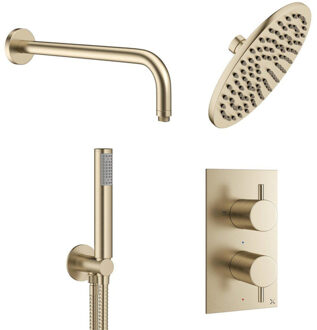 Crosswater MPRO Regendoucheset Inbouw - 20cm hoofddouche - wandarm - staafhanddouche - messing geborsteld GTLPRO1510F Messing geborsteld (goud)