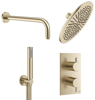 Crosswater MPRO Regendoucheset Inbouw - 30cm hoofddouche - wandarm - staafhanddouche - geborsteld messing sw209264/sw209275/sw385371/sw385437/sw484754/ Messing geborsteld (goud)