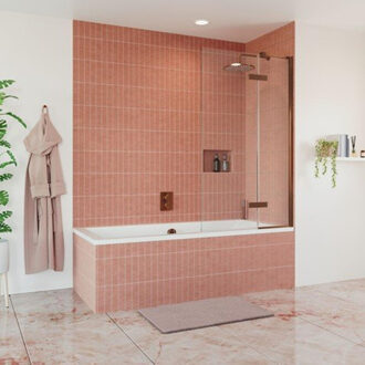 Crosswater Optix 10 Badwand - 90x150cm - 2-delig - rechts - 180graden - geborsteld brons OXBDHBZC0900R Brons geborsteld gecoat