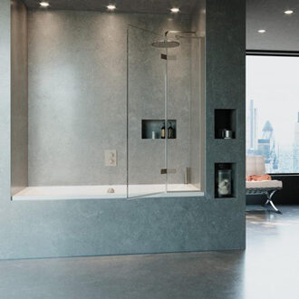 Crosswater Optix 10 Badwand - 90x150cm - rechts - geborsteld RVS OXBDVC0900R RVS geborsteld