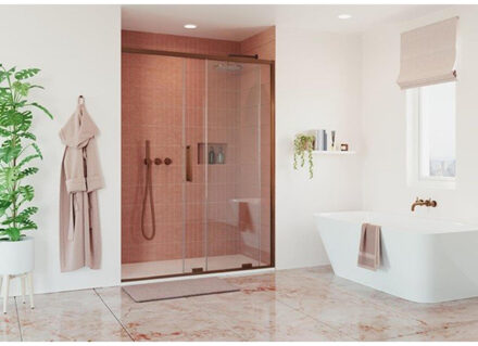 Crosswater Optix Schuifdeur - zacht Sluitmechanisme - 140cm - Geborsteld Brons OXSLBZC1400 Brons geborsteld gecoat