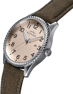 Crosswind-horloge met leren band en canvasbekleding met datum Bruin - One Size