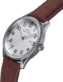 Crosswind-horloge met leren band en canvasbekleding met datum Bruin - One Size
