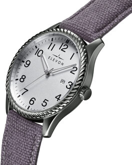 Crosswind-horloge met leren band en canvasbekleding met datum - maat Grijs