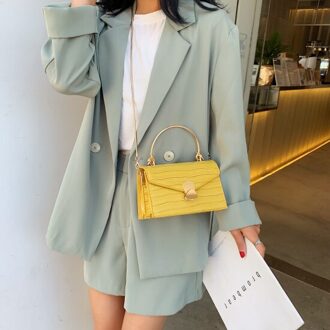 Crowdale Steen Patroon Pu Lederen Crossbody Tassen Voor Vrouwen Mini Schouder Tas Met Metalen Handvat Lady Travel Totes groot geel