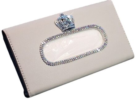Crown Crystal Auto Tissue Box Zonneklep Mode Pu Lederen Auto Servet Case Tissue Papier Opknoping Houder Docor Auto Accessoires CAR13757BG