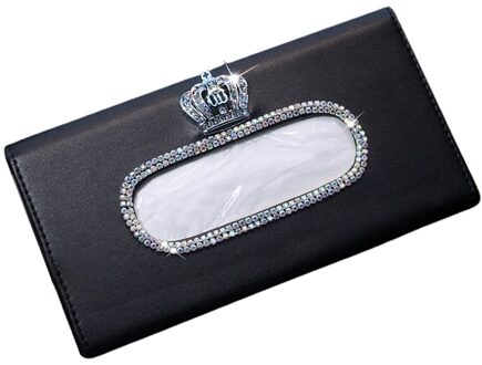 Crown Crystal Auto Tissue Box Zonneklep Mode Pu Lederen Auto Servet Case Tissue Papier Opknoping Houder Docor Auto Accessoires CAR13757BK