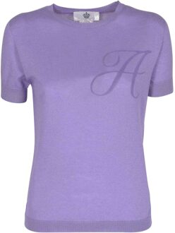 Crown Of Edinburgh Kasjmier Korte Mouw Art 003 Lilac Letter A - maat M