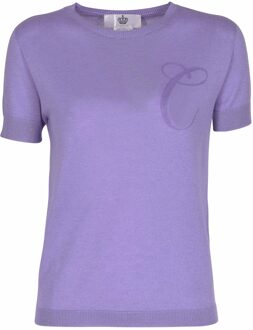 Crown Of Edinburgh Kasjmier Korte Mouw Art 003 Lilac Letter C - maat S