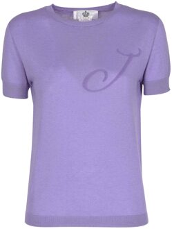 Crown Of Edinburgh Kasjmier Korte Mouw Art 003 Lilac Letter J - maat S