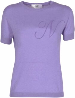 Crown Of Edinburgh Kasjmier Korte Mouw Art 003 Lilac Letter N - maat M
