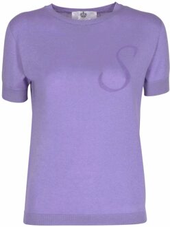 Crown Of Edinburgh Kasjmier Korte Mouw Art 003 Lilac Letter S - maat XL