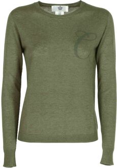 Crown Of Edinburgh Kasjmier Lange Mouw Art 004 Groene Letter C - maat S