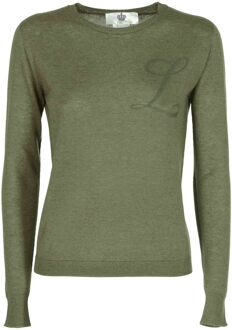 Crown Of Edinburgh Kasjmier Lange Mouw Art 004 Groene Letter L