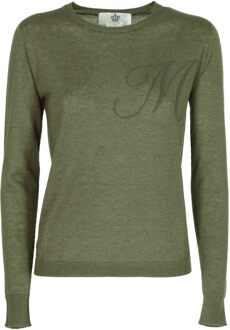 Crown Of Edinburgh Kasjmier Lange Mouw Art 004 Groene Letter M - maat M