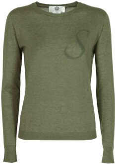 Crown Of Edinburgh Kasjmier Lange Mouw Art 004 Groene Letter S - maat XL