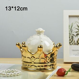 Crown Sieraden Keramische Mason Pot Deksels Organizer Kaarshouder Asbak Opbergdoos Bruiloft Decoratie Armband Ring Suiker Kommen 4