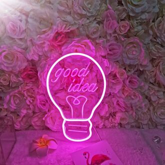Crown Vorm Neon Sign Party Muur Opknoping Licht Usb Powered Goed Idee Vlinder Led Neon Verlichting Thuis Slaapkamer Decor Xmas Good idea roze