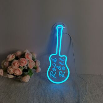 Crown Vorm Neon Sign Party Muur Opknoping Licht Usb Powered Goed Idee Vlinder Led Neon Verlichting Thuis Slaapkamer Decor Xmas Guitar blauw