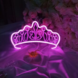 Crown Vorm Neon Sign Party Muur Opknoping Licht Usb Powered Goed Idee Vlinder Led Neon Verlichting Thuis Slaapkamer Decor Xmas kroon roze