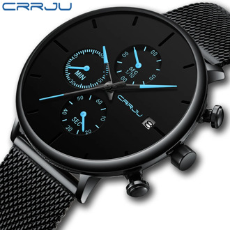 CRRJU men watches top brand Luxury Chronograph Military Wrist Watch Waterproof Quartz Watch men's Date clock relogio masculino