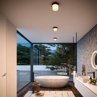 Crumb LED plafondlamp, zwart, Ø 15,4 cm, ijzer, glas zwart, transparant