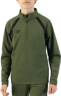 Cruyff Turn Tech Half Zip Trainingssweater Junior olijfgroen - zwart - 164