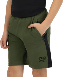 Cruyff Turn Tech Short Junior olijfgroen - zwart - 128