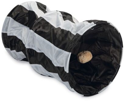 Cruzzle - Kattentunnel - Nylon - Zwart/Wit - 50x26 cm