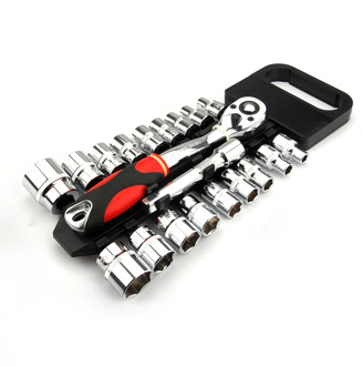 Crv quick release reversible ratchet socket wrench set tools with hanging rack 1/4" 3/8" 1/2" drive sockets set