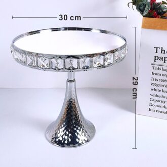 Crysta Zilveren Cake Plaat Stand Acryl Spiegel Metalen Cupcake Schotel Party Filmen Props Dessert Bruiloft Decoratie Lade Display 30cm