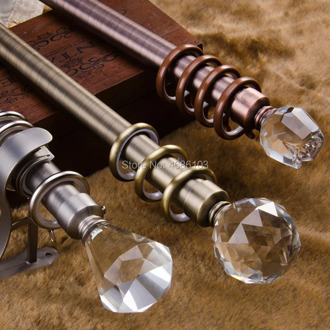 Crystal ball curtain rod Red Bronze color Stainless steel Diameter 28mm and accessories for Bedroom/study room/living room
