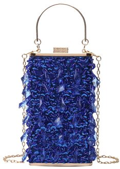 Crystal Blue Clutch Bags Vrouwen Party Purse Box Chain Schoudertassen Dames Glaring Gold Avond Handtas B366 blauw