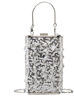 Crystal Blue Clutch Bags Vrouwen Party Purse Box Chain Schoudertassen Dames Glaring Gold Avond Handtas B366 zilver