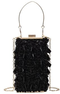 Crystal Blue Clutch Bags Vrouwen Party Purse Box Chain Schoudertassen Dames Glaring Gold Avond Handtas B366 zwart