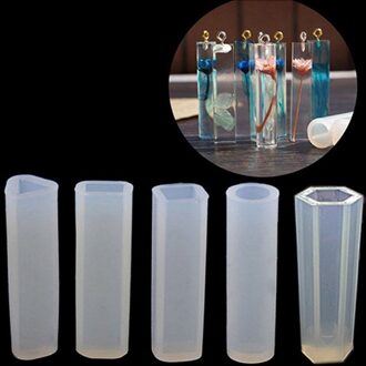 Crystal Cake Decor Zeep Mallen Sieraden Maken Tool Flip Suiker Ketting Hanger Vierkante Cilinder Niet Giftig 5stk