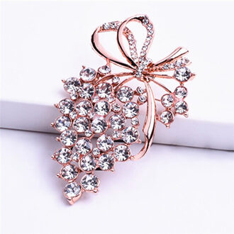 Crystal Druif Broches Pins voor Vrouwen Mode Luxe Sieraden Elegante Corsage Bruidsboeket Broches Goud-kleur