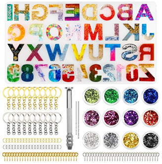 Crystal Epoxy Resin Mold Alphabet Letter Number Set Pendant Casting Silicone Mould DIY Resin Crafts Jewelry Keychain Making Tool