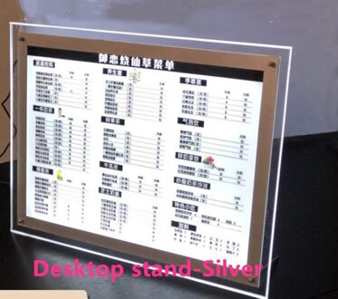 Crystal Frame Lightbox, LED Fotolijst a4, Backlit Pohto Box Frame stand zilver