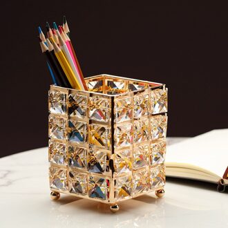 Crystal Glass Tissue Doos Papier Rack Metalen Decoratie Luxe Kantoor Auto Hotel Home Living Servet Houder Tafel Opslag gouden 12x10cm