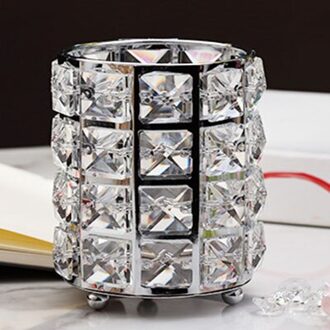 Crystal Glass Tissue Doos Papier Rack Metalen Decoratie Luxe Kantoor Auto Hotel Home Living Servet Houder Tafel Opslag zilver 12x8.5cm