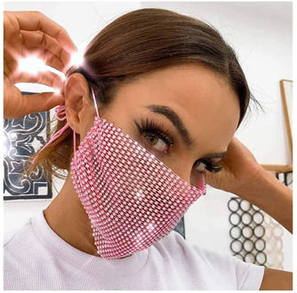 Crystal Mask Halloween Female Beauty Jewelry Statement Sexy Mask with Rhinestone Bling Dancer Party Jewellery