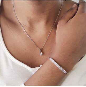 Crystal Mia Geboortestenenset - Kristal Wit Zilver - One Size