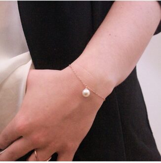 Crystal Pearl Armband - Imitatie Parel - maat Wit en roségoud