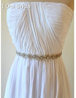 Crystal Rhinestone Bridal Sjerpriem Bruiloft Riem Bridal Accessoire wit / kristal part 90cm